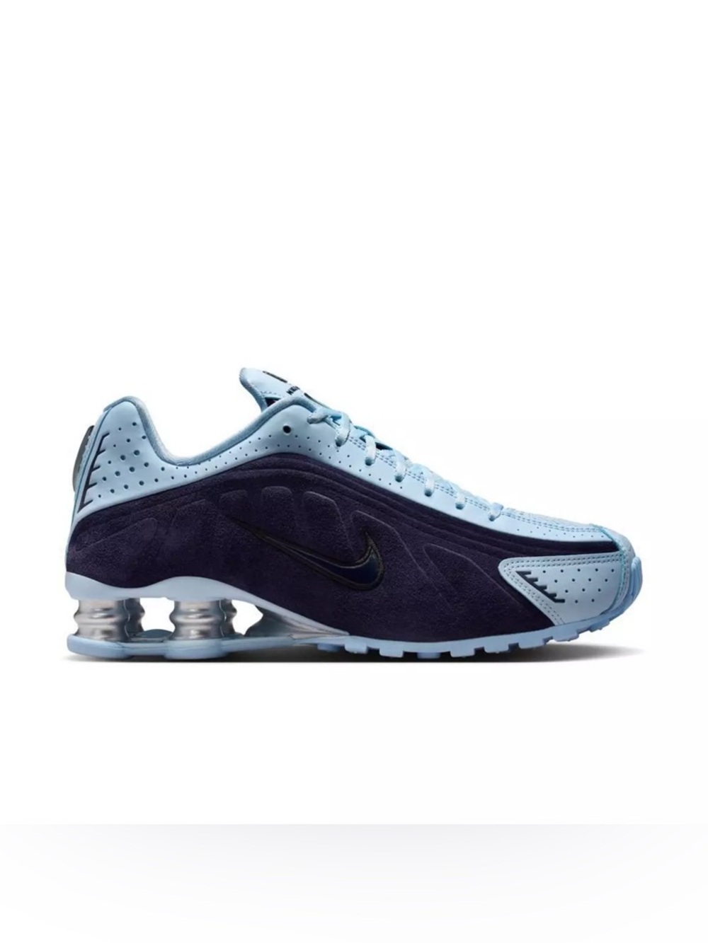 New! Women's Nike Shox R4 Sneakers - Imperial Purple/Celestine Blue-Black - 8